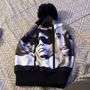 Hip Hop Black and White Graphic Beanie